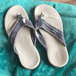 CROCS Gray and Navy Flip Flops